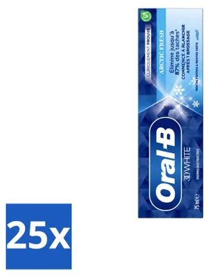 Produktbild von 25 x Oral-B 3D White Arctic Fresh Tandpasta - 75 ml - Vorteilspackung - 25 Stücke