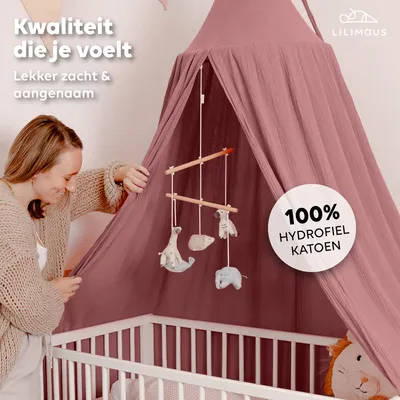 Productafbeelding van Baldakijn oudroze zonder goudapplicatie - bedhemel voor de kinderkamer