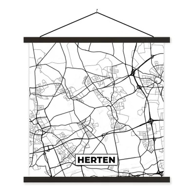 Produktbild von MuchoWow® Textilposter Karte - Hirsche - Stadtplan 90x90 cm mit schwarzem Rahmen - Magnetisches
