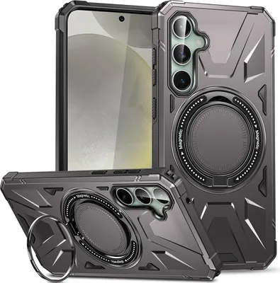 Produktbild von Hülle für Samsung Galaxy S25 Kompatibel mit MagSafe, Dual Layer Robuste Schutzhülle, Magnetischer Ringständer Grau