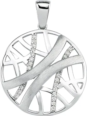 Produktbild von Anhänger rund 925 Sterling Silber teil matt 22 Zirkonia