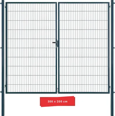 Produktbild von Arvotec Gartentor BxH 300x200 cm mit Schließzylinder und Zaunanschluss Anthrazit Gitterzauntor Stabmattentor Doppeltor Doppelstabmattentor Gartentür