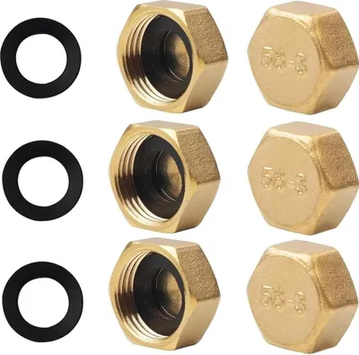 Produktbild von 6 Stück Blindstopfen 1/2 Zoll, Blindstopfen Wasserleitung, Eckventil Kappe, mit Dichtungsringe für Garten Outdoor Rohre