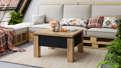 Produktbild von Design Couchtisch Tisch Oslo höhenverstellbar 49 / 76cm aufklappbar 80 / 160cm Esstisch