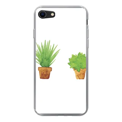 Produktbild von MuchoWow® Handyhülle Schutzhülle Hülle für iPhone SE 2022 Blumentopf - Aquarell - Pflanzen Silikon Softcase Handy Hülle - Schutzhülle