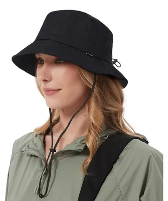 Produktbild von Regenhut Damen Herren Wasserdicht UV Schutz UPF50 Outdoor Faltbar Wandern Fischerhut Schwarz Einheitsgröße