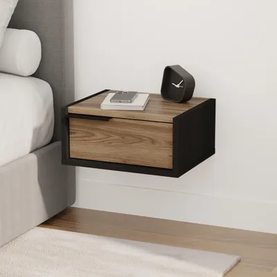 Produktbild von Decortie Nachttisch Eco Schwebend mit Schublade und Metallgriff 40cm