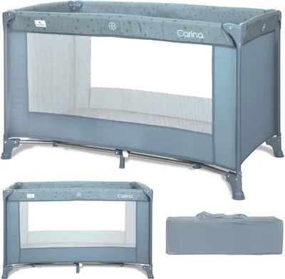Obrázok produktu pre Lorelli Carina cestovná postieľka 1 úroveň 120x60 – skladacia, matrac & taška, sieťované steny, bočný vstup na zips