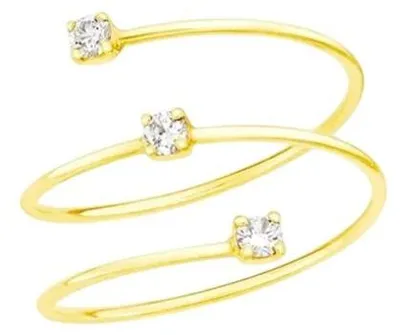 Image de Bague ouverte plaquée or avec zircons LJ2490M - Circonférence : 52 mm