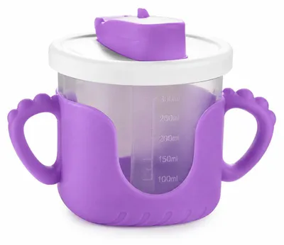 Obrázok produktu pre Verk 07331 Detský hrnček so silikónovými uškami a slamkou, 300 ml, fialový