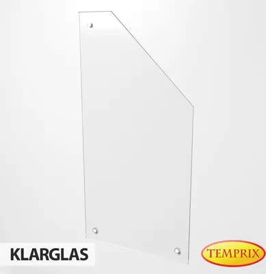 Produktbild von Wärmeschutz aus Glas | Hitzeschutz Klarglas Halmstad Rechts 1000 x 500 x 6 mm | Wandhitzeschutz Funkenschutz Glas Möbelschutz Wandschutz