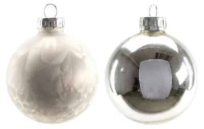Produktbild von TrendLine Weihnachtskugeln aus Glas Ø 6 cm weiß-silber 20 Stück