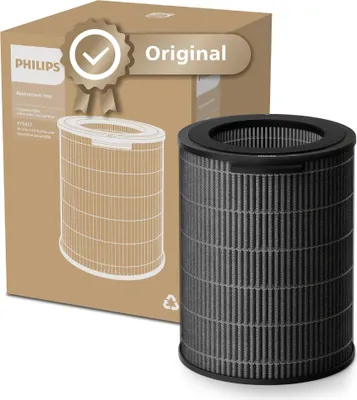 A Philips air purifier filter and its packaging are shown.