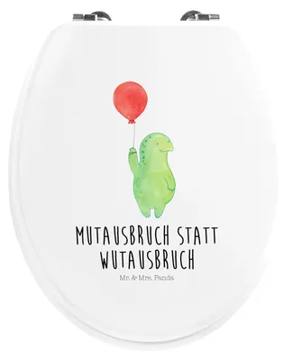 Produktbild von Mr. & Mrs. Panda Toilettendeckel Schildkröte Luftballon - Weiß - Geschenk, Klo-Deckel, Mut, Motivationsspruch, Schildkröten, klo deckel, WC Sitz, Klobrille