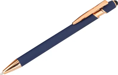 Produktbild von 10x Touchpen-Kugelschreiber "Roségold" aus Metall / gummiert / Farbe: blau