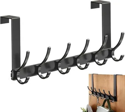 Productafbeelding van Zelfklevende Wandhaken - Keuken Haken - Spullen Ophangen - Roestvrij Staal - 6 Stuks - Zwart