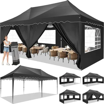 Produktbild von Gazebo Zelt, wasserdichtes Gewebe, abnehmbare Seitenwände, Schwarz