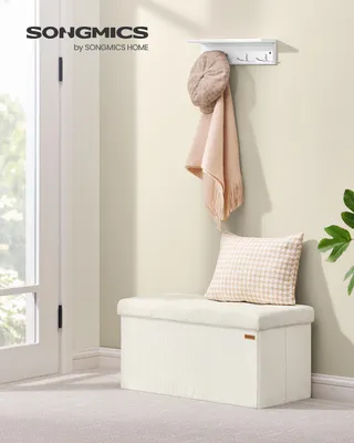 Produktbild von SONGMICS Sitzhocker mit Stauraum, klappbare Sitzbank, 38 x 76 x 38 cm Fußbank, Bettbank, Aufbewahrungsbox, bis 300 kg belastbar