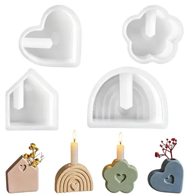 Produktbild von Gießformen Silikon 4er Set Kerzenformen Blumenvasenformen