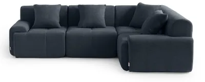 Zdjęcie produktu dla MILYSOFA SOFAMOUS – 4-osobowa modułowa sofa narożna, tkanina szenilowa, niebiesko-szara