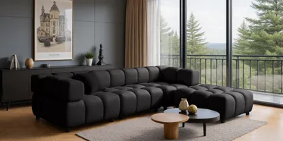 Produktbild von Kaiser Möbel Ecksofa L-Form Bolla, stoff Bluvel, Schwarz, Rechts