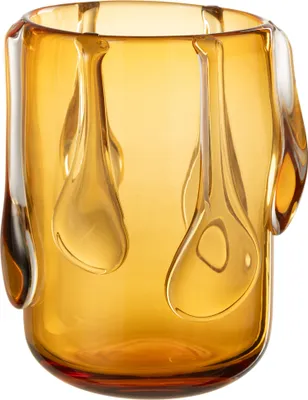 Zdjęcie produktu dla Wazon J-Line Drippy Glass Amber Mały