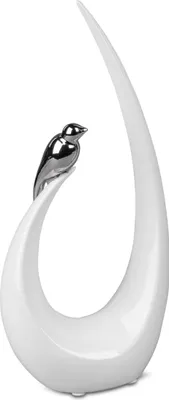 Produktbild von Moderne Skulptur Dekofigur aus Porzellan weiß/Silber 12x27 cm