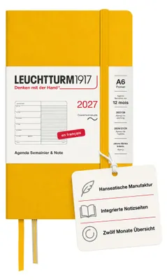 Immagine prodotto di Calendario settimanale 2027 LEUCHTTURM1917, formato tascabile (A6), con taccuino a righe – per la pianificazione degli appuntamenti