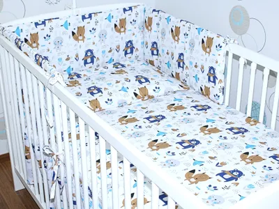 Produktbild von 3 teiliges Baby Bettset mit Bettwäsche und Nestchen für Bett 70x140 cm - 11. Waldtiere