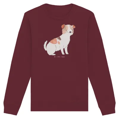 Produktbild von Mr. & Mrs. Panda Bio Baumwoll Pullover Jack Russell Terrier Moment Größe M - Burgundy - Geschenk, Bio-Pullover, Sweatshirt, Pulli, Sweater
