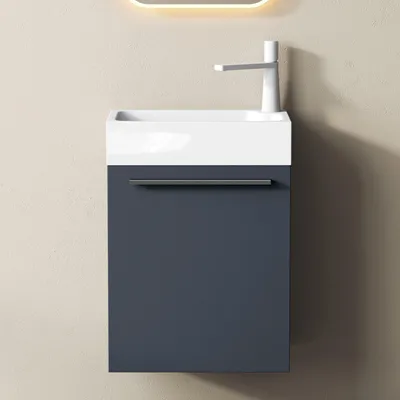 Produktbild von Mai & Mai Badmöbelset Badezimmermöbel Waschbeckenunterschrank in Anthrazit Matt und Waschbecken Weiß matt BxTxH 46x26x63cm Pisa