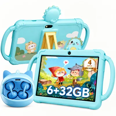 Produktbild von VerkfulPc-Tabwee Tablet K8 für Kinder mit kabellose Kinderkopfhörer, 6(4+2)+32 GB, mit iWawa Kindersicherung and mit Kindgerechte Hülle