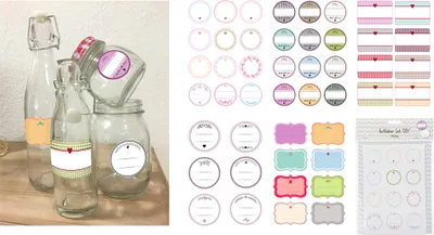 Produktbild von DIY Papier Aufkleber Set, 46-teilig, 5 Bögen, 14,5x21cm, zum Beschriften