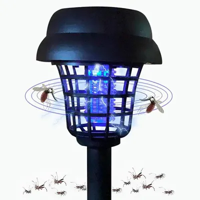 Image de Lot de 2 lampes solaires anti-moustiques d'extérieur à LED, répulsif anti-insectes sans produits chimiques pour le jardin et la terrasse - BugHunt