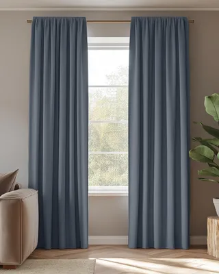 Produktbild von Vorhang Amber Blickdicht HOOMstyle 140x270cm - Kräuselband - Blau Denim