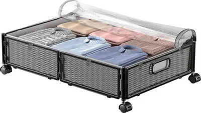 Produktbild von Famanu Aufbewahrungskiste unter dem Bett mit Rollen - 60x40x16cm