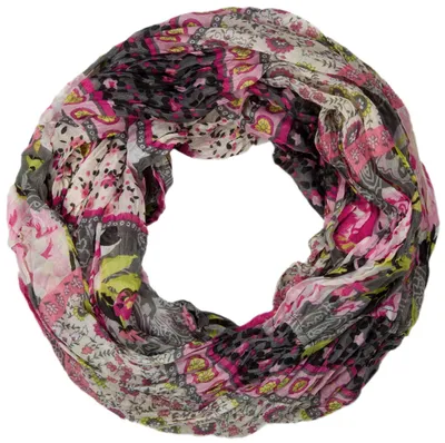 Produktbild von styleBREAKER Loop Schlauchschal mit Blumen Alloverprint Mustermix, Crash and Crinkle, Paisley, Punkte, Blüten, Rosen 01014008