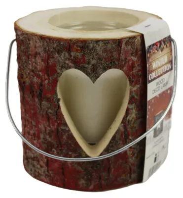 Produktbild von House of Rustic Holzlaterne rot Herz Motiv Ø 13 x 15 cm