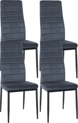 Produktbild von CLP 4er Set Esszimmerstühle Mayfair gepolstert mit Metallgestell hellgrau Material Samt