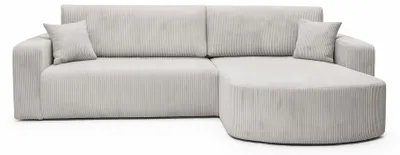 Produktbild von Homebook TEEO – L-förmiges Ecksofa mit Schlaffunktion, Bettkasten und Cord-Bezug, Universell, Hellbeige