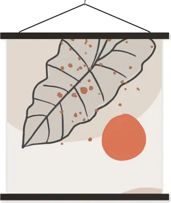 Produktbild von MuchoWow® Textilposter Sommer - Orange - Blatt 120x120 cm mit schwarzem Rahmen - Aufhängungsset
