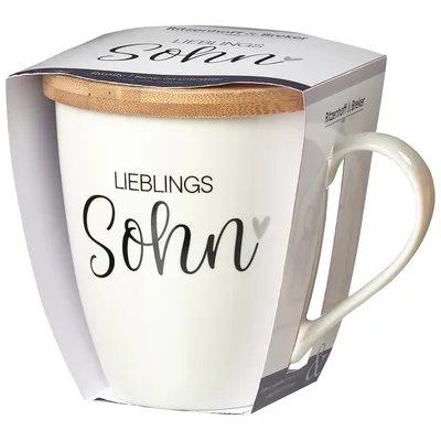 Immagine prodotto di Ritzenhoff & Breker Becher Family Sohn, mit Untersetzer, Kaffeebecher, Tasse, mit Henkel, Porzellan, Weiß, 560 ml, 416626