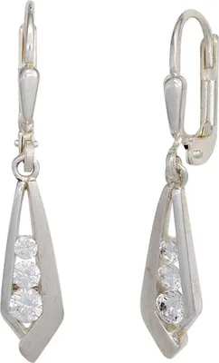 Produktbild von JOBO Boutons 925 Sterling Silber teilmattiert 6 Zirkonia Ohrringe Ohrhänger