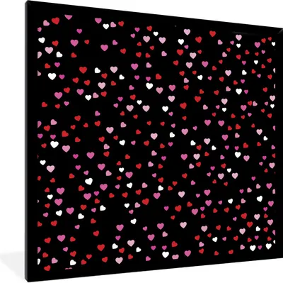 Produktbild von MuchoWow® Gerahmtes Poster Eine Illustration mit Herzen auf einem schwarzen Hintergrund 40x40 cm - Poster mit Schwarzem Bilderrahmen Wandposter Rahmen Foto Bilder - Mit Rahmen - Wanddekoration Schlafzimmer