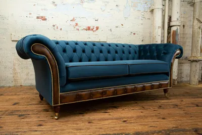 Produktbild von Blaue Chesterfield Stoffsofa Couch Couchen Sofa Sitz Sofas Polster Textil Neu
