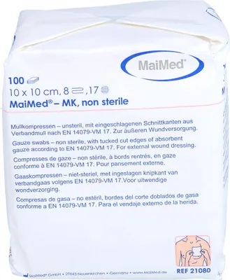 Obrázok produktu pre MaiMed Gázové vankúšiky nesterilné 10 x 10 cm 8-násobné