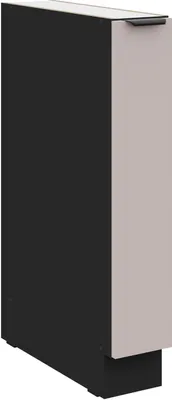 Produktbild von Küchen Unterschrank Schrankauszug 15 cm Küche ARONA Kaschmir beige matt + Schwarz matt Küchenzeile Küchenblock Einbauküche