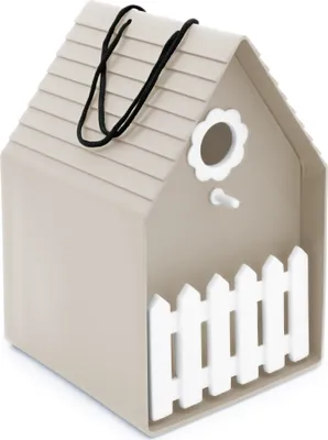 Produktbild von 3.09 Nistkasten mit Gartenzaun - ca. 24x16x15 cm - Kunststoff Vogelhaus - Farbe: Beige