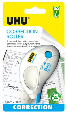 Produktbild von UHU Roller Compact, Weiß, 10 m, 5 mm, 80%, Karton, Sichtverpackung