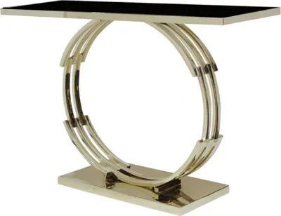 Produktbild von Casa Padrino Luxus Konsole Gold / Schwarz 120 x 40 x H. 82 cm - Rechteckiger Konsolentisch mit Glasplatte - Luxus Möbel - Wohnzimmer Möbel - Luxus Einrichtung - Wohnzimmer Einrichtung